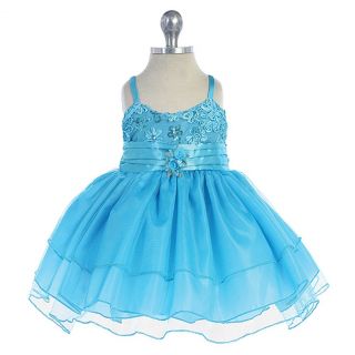 Chic Baby Newborn Girl Size 12M Turquoise Baby Doll Occasion Dress