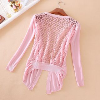 Women Lace Sweet Cute Out Crochet Knit Blouse Top Coat Flower Sweater Cardigan
