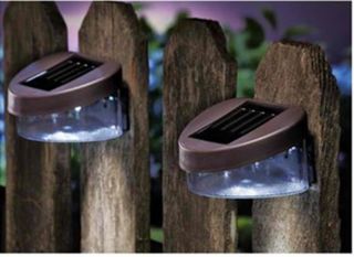 2×SOLAR Powered LED Wall Stairway Mount Garden Fence Light Lamp