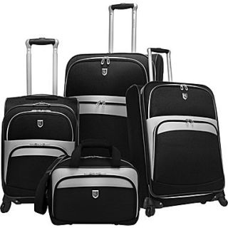 Beverly Hills Country Club BH2700 Wilshire 4 Piece Expandable Spinner Luggage Set, Black