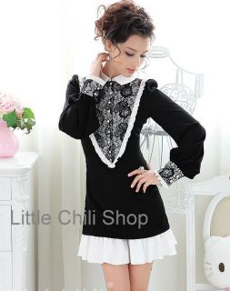 OL Japan Kawaii Fashion Dolly Sweet Cute Princess Women Black Lace Dress s XL