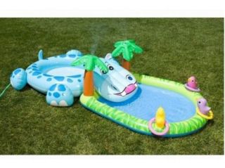 Intex Hippo Coco Fun Play Center Splash Pool Inflatable Toddler Swim Slide