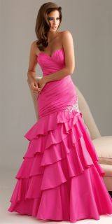 Sexy Strapless Hot Pink Mermaid Prom Pageant Evening Gown Dress Night Moves
