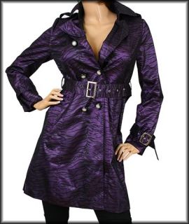 Sexy Royal Purple Zebra Print Trench Coat Jacket Jr