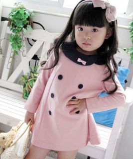 Size 2 7Y New Casual Girls Clothing Kids Long Sleeve Lotus Leaf Collar Dress