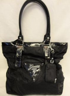 Women Guess Aviation Large Leather Tote Handbag in Black