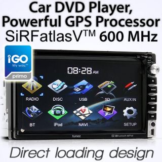 7" Car CD DVD  Player GPS in Dash Double DIN Head Unit Stereo Radio iGo Primo