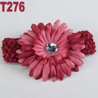 Baby Girls Crochet Headband Daisy Flower Hair Clip 14 Color 