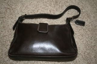 Authentic Medium Brown Leather Coach Purse Handbag Very Nice