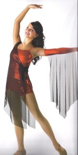 Free Falling Ballet Lyrical Dance Dress Red Foil Costume Drape cm CL as Am AXL