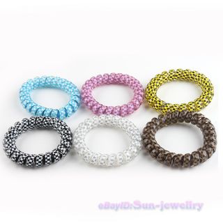 12x Colors Dots Spiral Elastic Rubber Hair Bands 260016
