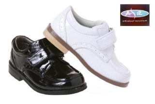 Toddler Boys Patent Black White Velcro Tuxedo Shoes Sizes 5 6 7 8 9 10 11 12