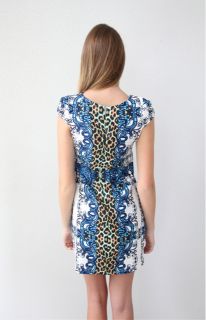 Sale Leopard Symmetrical Prints Paisley Cap Slv Bodycon Dress 6 8 10 12 14