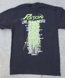 Poison Live Raw Uncut 2008 Concert Tour Black Tee Shirt Tour Dates on Back