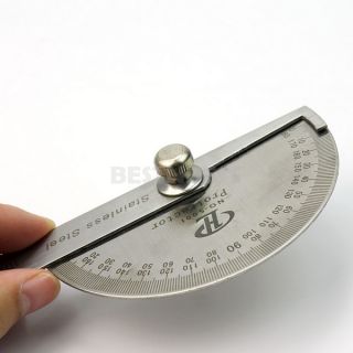 Student Stainless Steel Round Head Rotary Protractor Angle Ruler Measuring Tool