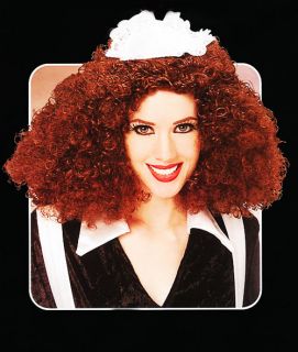 Magenta Rocky Horror Picture Show Brown Curly Wig Halloween Fancy Dress