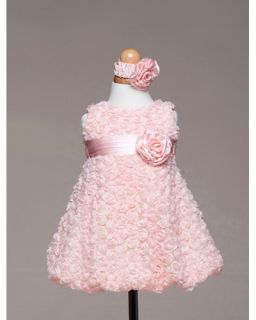 Crayon Kids Candace Pink Pageant Rosette Girl Dress Headband 12M 18M 24M