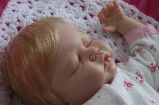 Sweet Reborn Baby Girl Doll Esmee with Micro Rooted Human Hair by K Faith