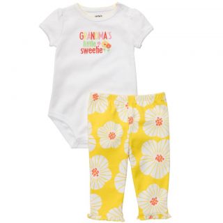 Carter's Playwear Baby Girls Grandma Little Sweetie 2 Piece Bodysuit Pant Set 6M