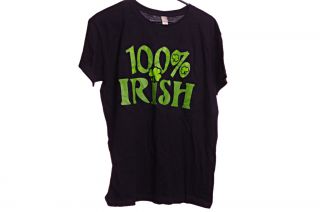Womens Ladies Black Green Irish SS T Shirt Top St Patricks Day Size Large New