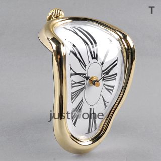 Creative Time Warp Timepiece Art Chrome Melting Roman Numberals Quartz Clock New
