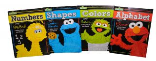 4 Sesame Street Wipe Clean Workbooks Dry Erase Learn Colors ABC's Shapes Numbers