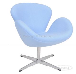Swan Chair Baby Blue Cashmere Wool Modern Accent Designer Furniture Vintage Egg