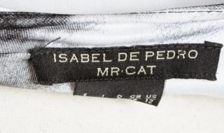 Isabel de Pedro Mr Cat White Gray Leopard Print Slinky Evening Dress 12