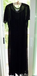 Angelheart Designs Vtg Beautiful Sheer Black Rayon Maxi Dress Sz s with Slip