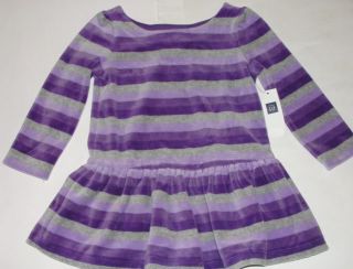 Baby Gap Purple and Gray Stripe Velour Dress or Long Shirt