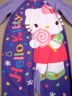 Girls Fall Winter Fleece Blanket Sleeper 5T Hello Kitty Purple Excellent
