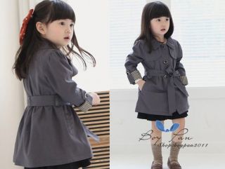 New Children Clothing Cute Girls Pure Color Elegant Coat Outerwear AGES2 7Y