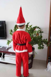 Unisex Kid's Child Santa Claus Christmas Suits Costume Hat Beard Belt Shirt Pant