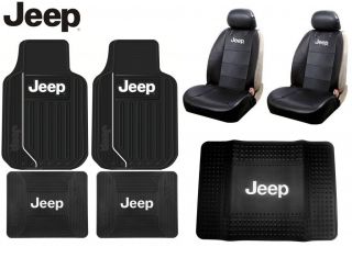 9 PC Jeep High Back Seat Covers Front Rear Floor Mats Cargo Mat Protector