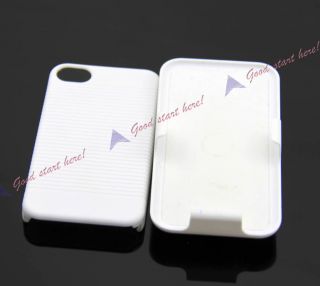 New White Belt Clip Holster Hard Case Cover w Stand for Apple iPhone 4G 4GS 4S