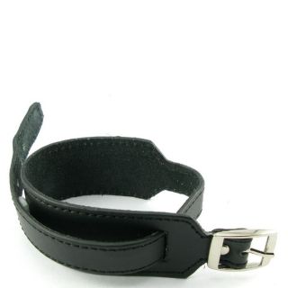 H933 Simple Plain Design Punk Black Leather Men Women Buckle Wristband Cuff