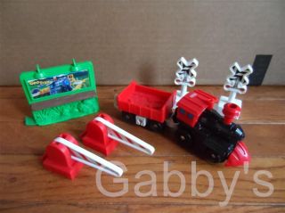 Fisher Price GeoTrax Lot Red Black Train Signs Crossing Guard Gates Etc