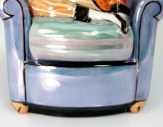 Vintage Noritake Art Deco Lady on Chair Dresser Box Trinket Luster Ware