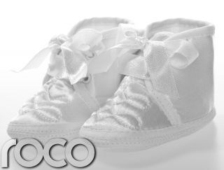 Baby Girls White Lattice Christening Wedding Soft Sole Toddler Pram Shoes