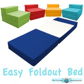Fold Out Foam Guest Z Bed Chair Ideal for Kids Sleep Over Made Futon Single