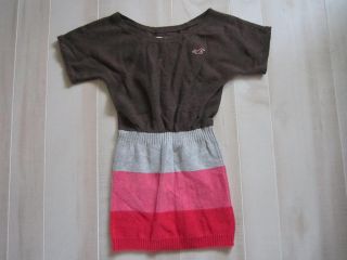 Hollister Abercrombie Brown Coral Color Block Off Shoulder Tunic Sweater Dress M