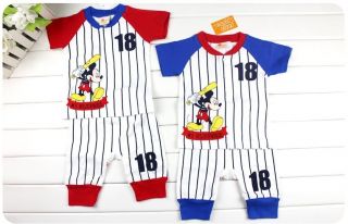 2013 New Baby Toddler Mickey Mouse Boys Girls MLB T Shirts Shorts Outfits Sets