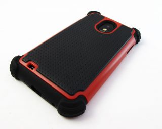 Red Trim Triple Hybrid Case Cover Samsung Galaxy s II Epic Touch 4G Sprint