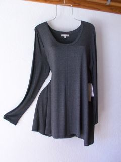 New Joan Vass Long Gray Asymmetric Tunic Blouse Shirt Plus Top 20 22 18 XL 1x