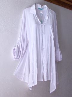 New Solitaire Long White Button Layered Blouse Boho Plus Shirt Top 20 22 1x 2X