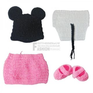 Minnie Mouse Costume Baby Newborn 12months Kids Crochet Knit Outfit Photo Props