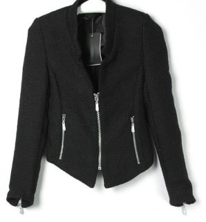 New Womens European Fashion Multi Pocket Oblique Zipper Slim Jacket Blazers B336