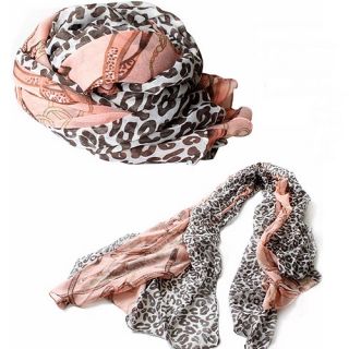Women Lady Leopard Print Long Scarf Wrap Cotton Shawl Muffler Scarves Wraps T35