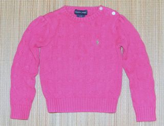 Ralph Lauren Hot Pink Cable Knit Sweater 3T 3 100 Cotton