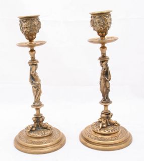 Antique French Bronze Candle Holders Candlesticks 18th